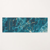Luxe Elegant Blue Gold Marble Effect Name Yogamat (Voorkant (horizontaal))