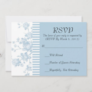 Luxe Elegant Blue Peony Floral RSVP kaart
