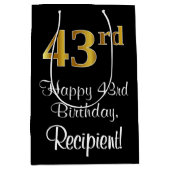 Luxe, Elegant, Faux Gold Look 43e verjaardag Medium Cadeauzakje (Voorkant)