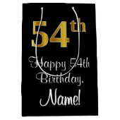 Luxe, Elegant, Faux Gold Look 54e verjaardag Medium Cadeauzakje (Voorkant)