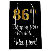 Luxe, Elegant, Faux Gold Look 86e verjaardag Medium Cadeauzakje (Voorkant)