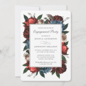 Luxe Elegant Floral Lijst Engagement Party Kaart (Voorkant)