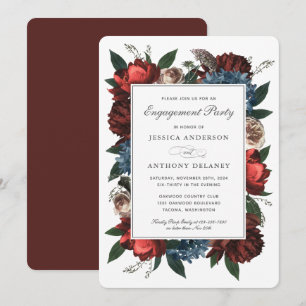Luxe Elegant Floral Lijst Engagement Party Kaart