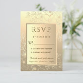 Luxe Elegant Gold Foil Floral Faire-part de mariag (Debout devant)