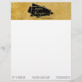 Luxe Elegant Gold Glitter Marble Script Briefhoofd (Voorkant)