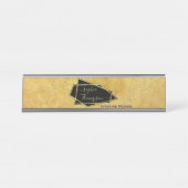 Luxe Elegant Gold Glitter Marble Script Bureau Naambordje (Voorkant)