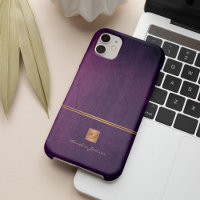 Luxe elegant goud glitter paars monogrammen