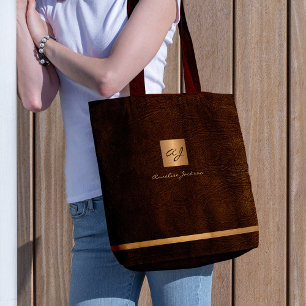 Luxe elegant goud modern bruin monogrammed draagtas