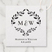 Luxe Elegant Krans Monogram Gouden Bruiloft Bedankjes Labels (Achterkant)