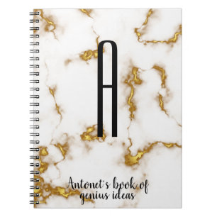 Luxe Elegant Marble Gold modern monogram citaat Notitieboek