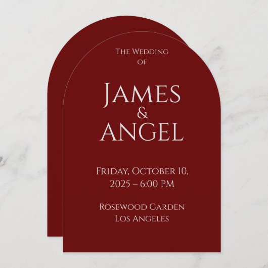 Luxe Elegant Mariage Invitation | Entièrement modi (Devant / Derrière)