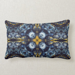 Luxe, elegant, marineblauw mandala, gele details kussen