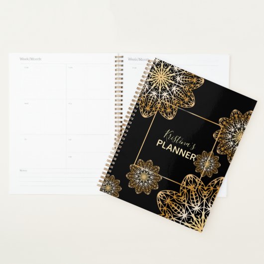Luxe Elegant Metallic Goud Bloemen Mandala Planner (Display)