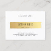 Luxe Elegant Modern Gewoon Goud Wit Trendy Visitekaartje (Achterkant)