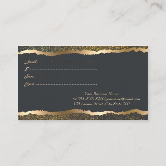 Luxe Elegant Modern Goud Confetti Border Zwart Kortingskaartje (Achterkant)