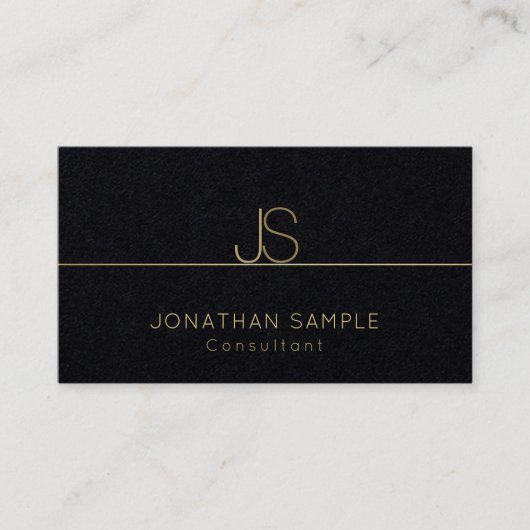 Luxe Elegant Monogram Modern Gold Text Elite Visitekaartje (Voorkant)