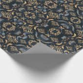 Luxe elegant nachtblauw patroon met goud cadeaupapier (Hoek)