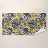 Luxe Elegant Or N' Black Tropical Flowers (Serviette de bain)