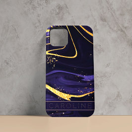 Luxe Elegant Paars Gold Marble Effect Name iPhone 11 Hoesje