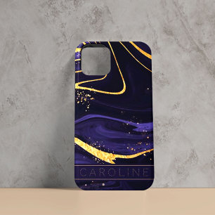 Luxe Elegant Paars Gold Marble Effect Name iPhone 11 Hoesje