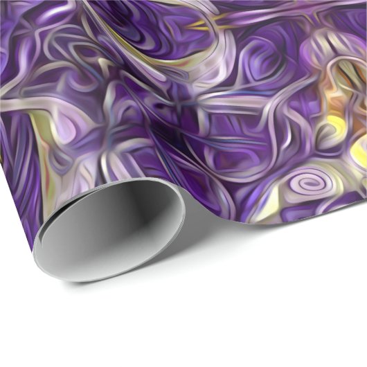 Luxe, elegant, patroon, paars, geel cadeaupapier (Rol Hoek)