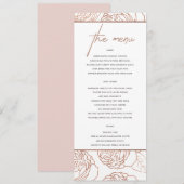 LUXE ÉLÉGANT ROSE PÂLE OR ROSE FLORAL MENU (Devant / Derrière)