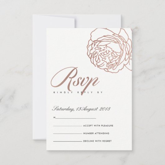 LUXE ÉLÉGANT ROSE PÂLE OR ROSE FLORAL RSVP (Devant)