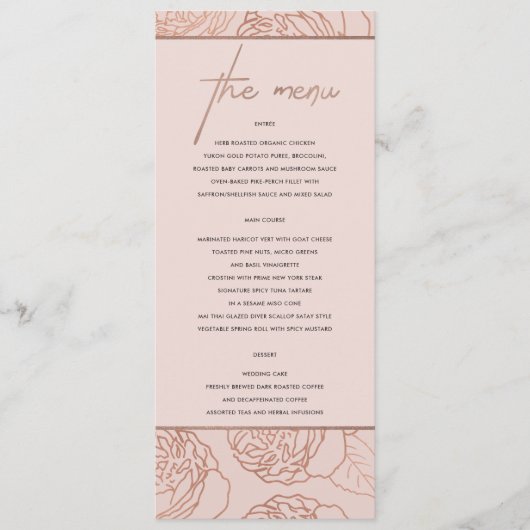 LUXE ELEGANT ROSE ROSE ROSE ROSE GOLD MENU FLORAL (Devant)