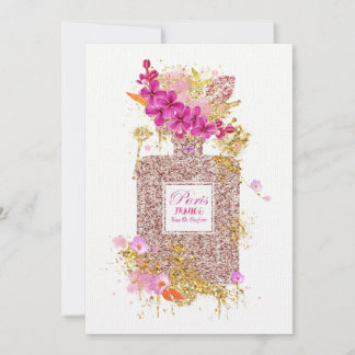 Luxe Elegant Roze Glitter Perfume 1 Uitnodiging