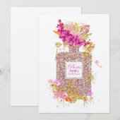 Luxe Elegant Roze Glitter Perfume 1 Uitnodiging (Voorkant / Achterkant)