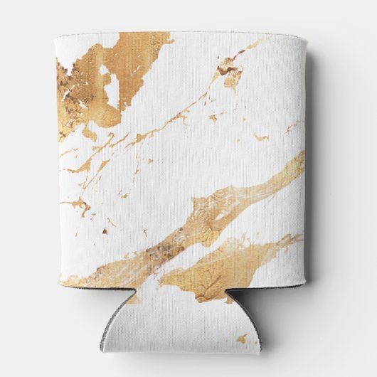 Luxe Elegant Script Monogram White Gold Marble Blikjeskoeler (Achterkant)