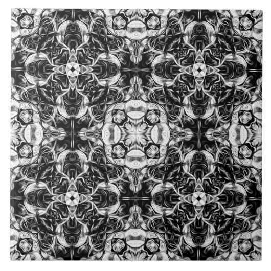 Luxe, elegant, sierlijk, zwart en wit tegeltje (Voorkant)