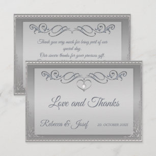 Luxe Elegant Silver hoek grens Bedankkaart