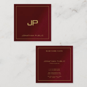 Luxe Elegant Sjabloon Goud Aangepaste Tekst Monogr Vierkante Visitekaartje