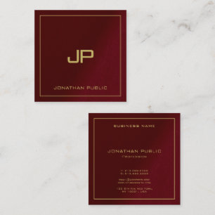 Luxe Elegant Sjabloon Gouden Tekst Monogram Vierkante Visitekaartje