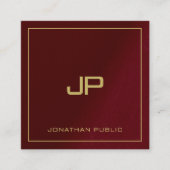 Luxe Elegant Sjabloon Gouden Tekst Monogram Vierkante Visitekaartje (Voorkant)