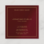 Luxe Elegant Sjabloon Gouden Tekst Monogram Vierkante Visitekaartje (Achterkant)