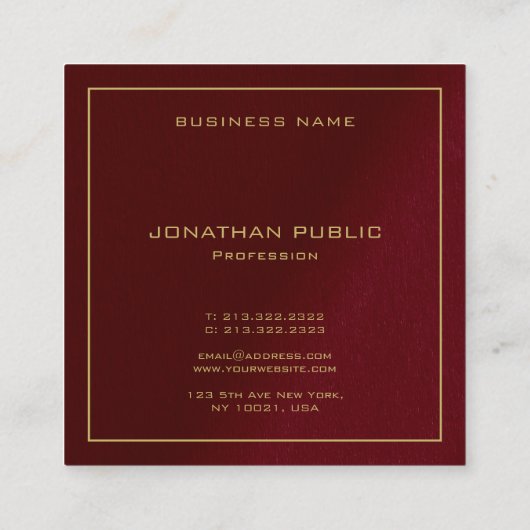 Luxe Elegant Sjabloon Gouden Tekst Monogram Vierkante Visitekaartje (Achterkant)