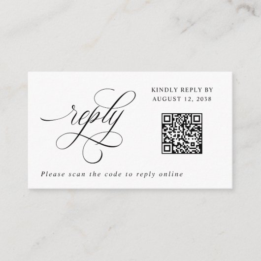 Luxe Elegant Small RSVP QR Code Weduwantwoord en Informatiekaartje (Voorkant)