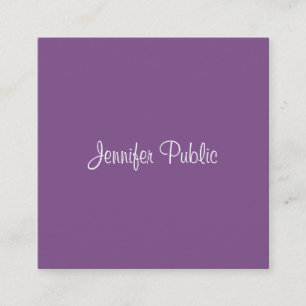 Luxe Elegant Vrijhand Schrift Modern Paars Chic Vierkante Visitekaartje
