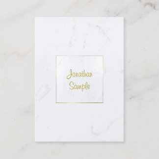 Luxe Elegant Wit Marmer Goud Script Visitekaartje