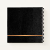 Luxe elegant zwart leren goud, monogrammen notitieboek (Achterkant)
