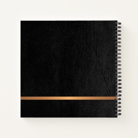 Luxe elegant zwart leren goud, monogrammen notitieboek (Achterkant)