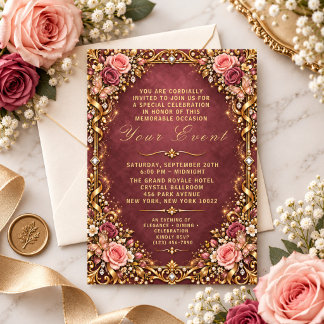 Luxe Elegante Bloem Vlinder Gouden Frame Kaart