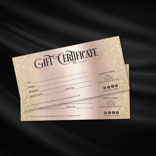 luxe élégante carte cadeau certificat ajouter un l