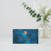 Luxe elegante Dark Navy waterverf monogram Visitekaartje (Staand voorkant)