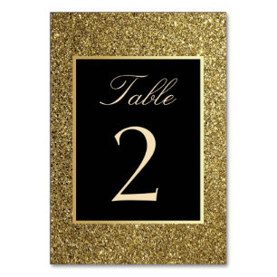 Luxe Elegante Glitter Goud en Zwarte Trouwtafel Kaart