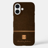 Luxe elegante gouden glitter bruin monogrammed Case-Mate iPhone case (Achterkant)