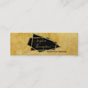 Luxe Elegante Gouden Glitter Marmer Script Mini Visitekaartje