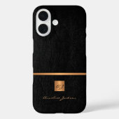 Luxe elegante gouden zwarte monogram naam Case-Mate iPhone case (Achterkant)